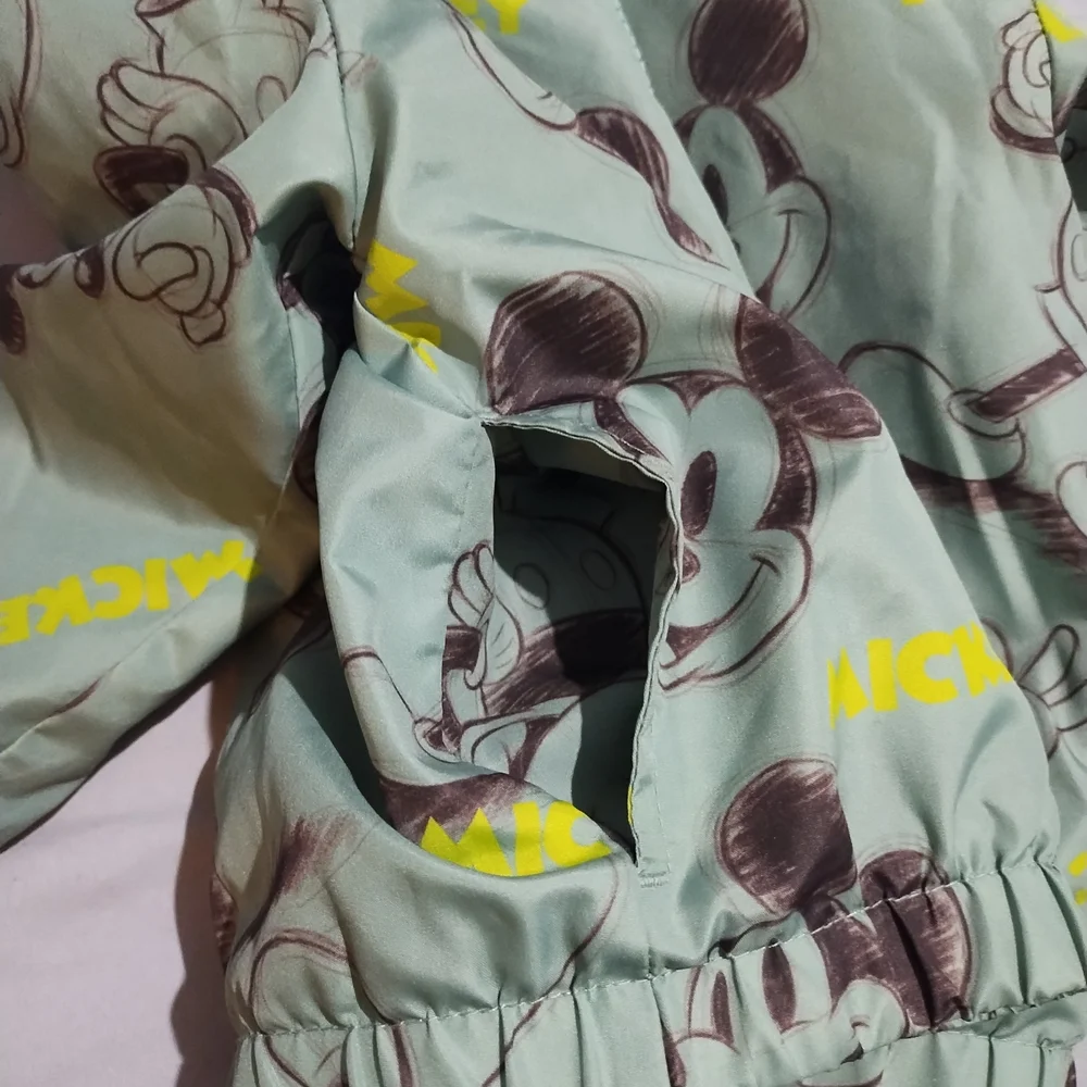 Disney Kids Light Green Mickey Mouse Hooded Jacket with Black Ears